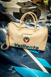 Michel Vaillant Vaillante 48h ecru leather travel bag